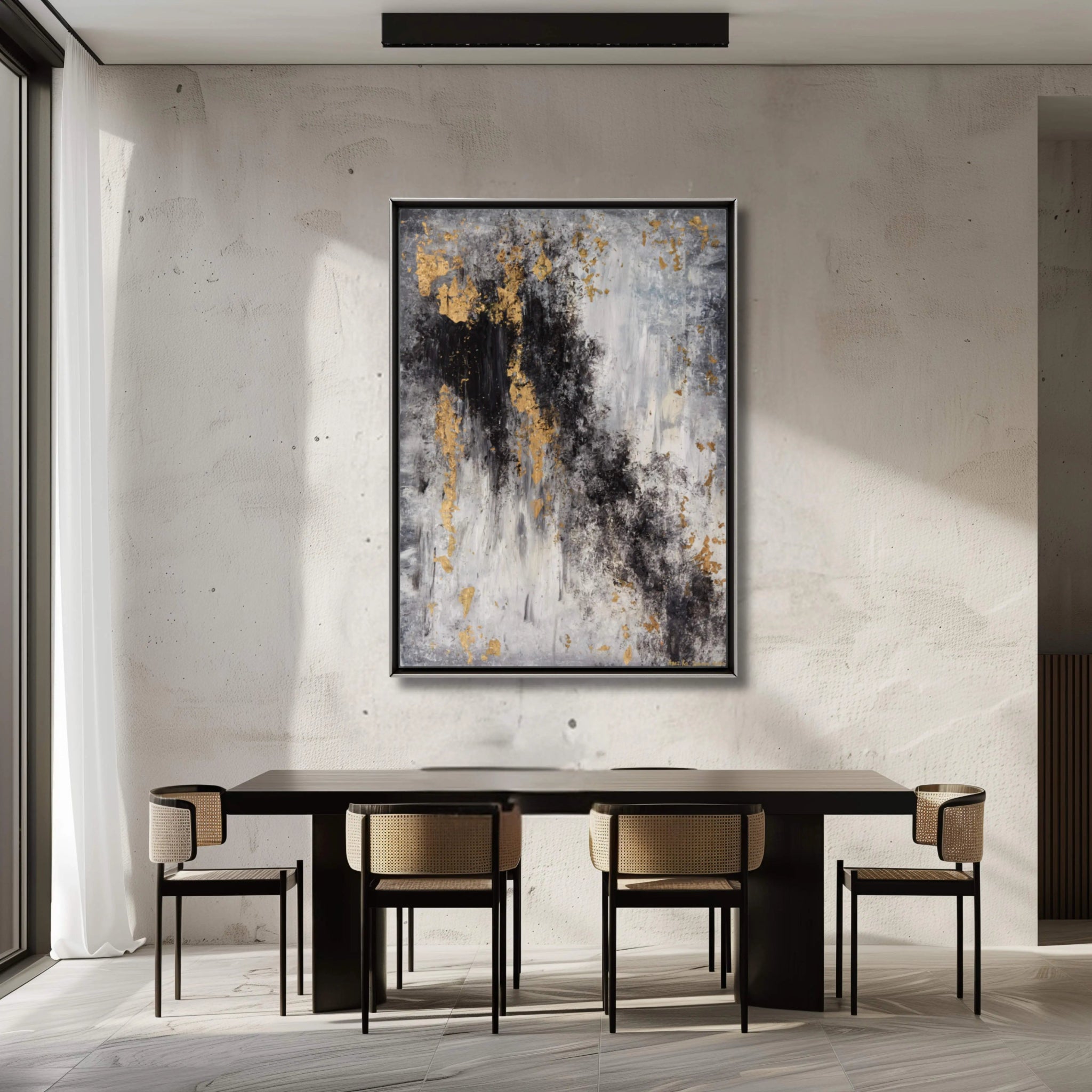 The Unknown | Original Contemporary Painting in Gold and Black - Anez Ka Arts Luxury Wall Art