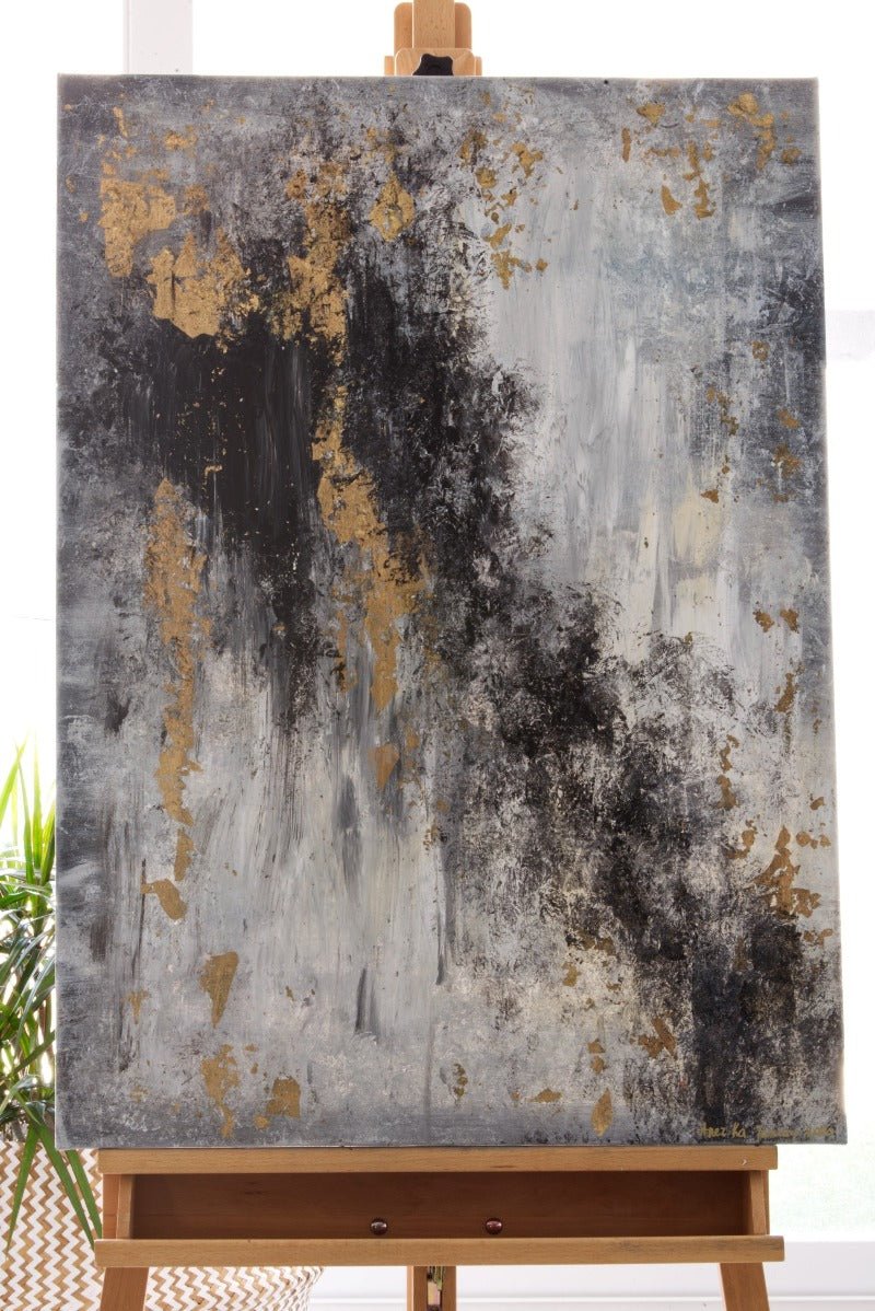 The Unknown | Original Contemporary Painting in Gold and Black - Anez Ka Arts Luxury Wall Art