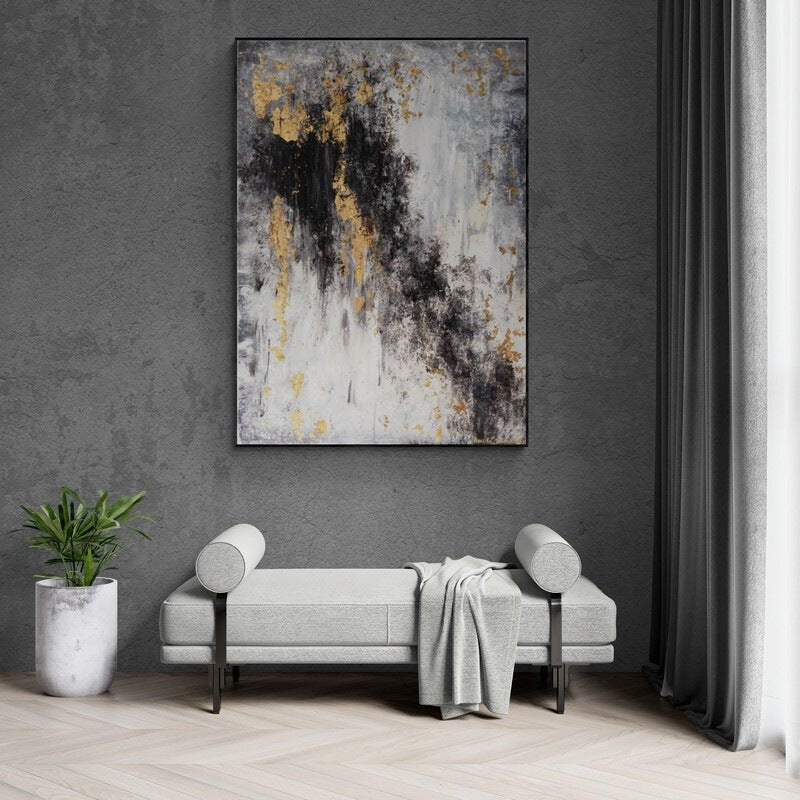 The Unknown | Original Contemporary Painting in Gold and Black - Anez Ka Arts Luxury Wall Art