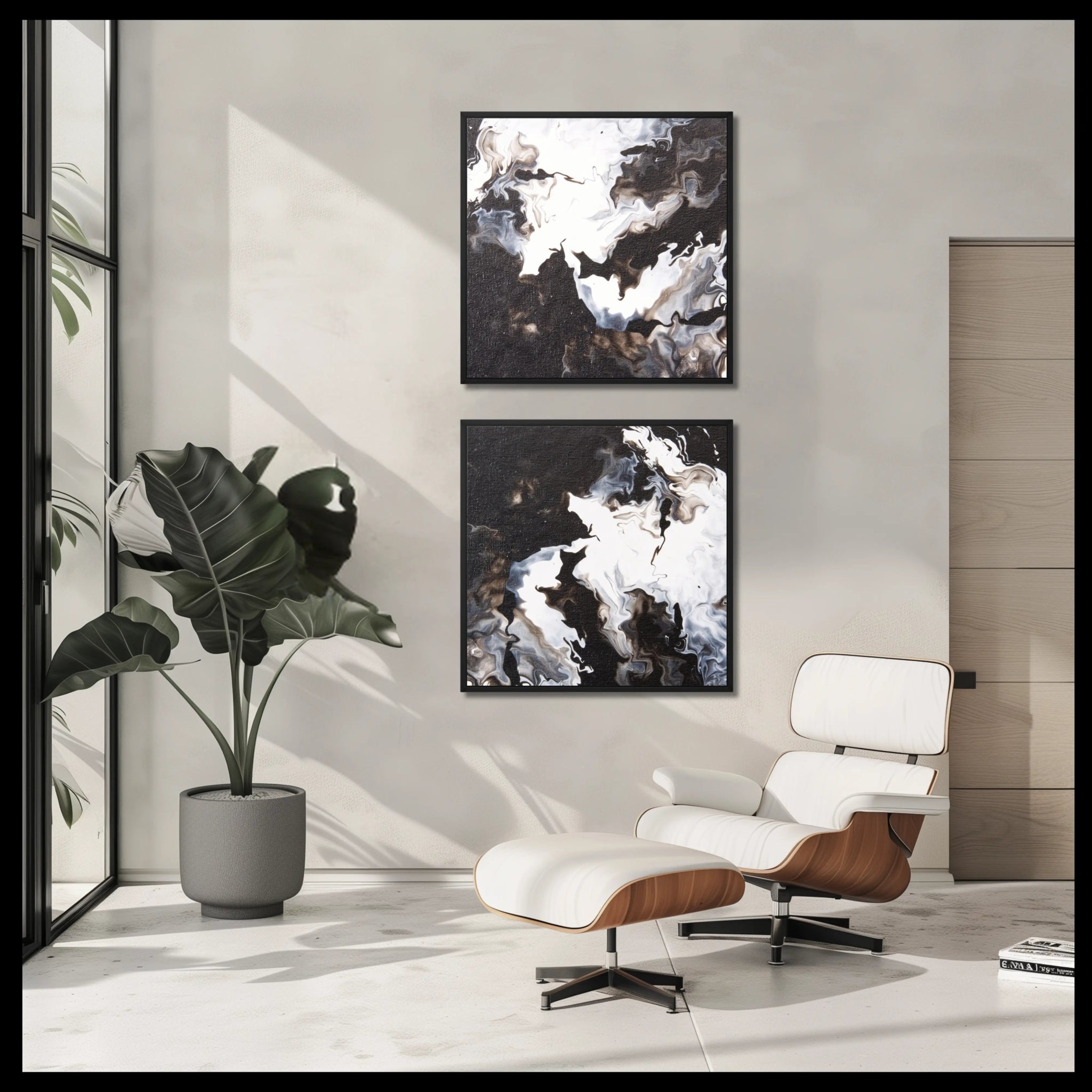 Timeless | Set of 2 Canvas Prints | Luxury Fine Art Set | Black and White Wall Art - Anez Ka Arts Luxury Wall Art