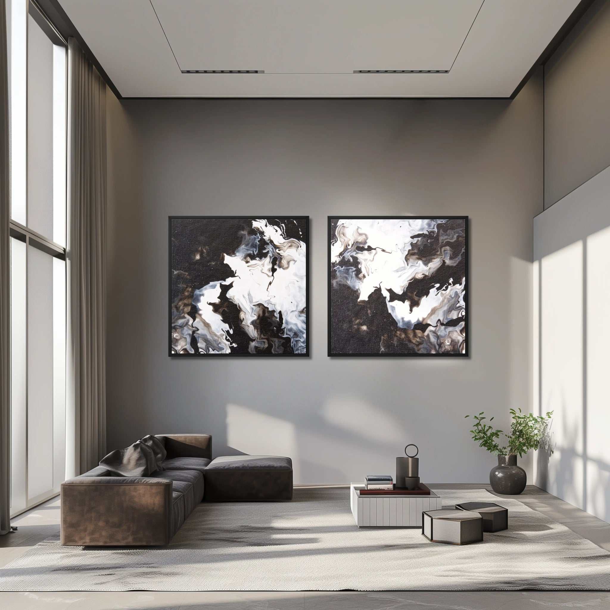 Timeless | Set of 2 Canvas Prints | Luxury Fine Art Set | Black and White Wall Art - Anez Ka Arts Luxury Wall Art