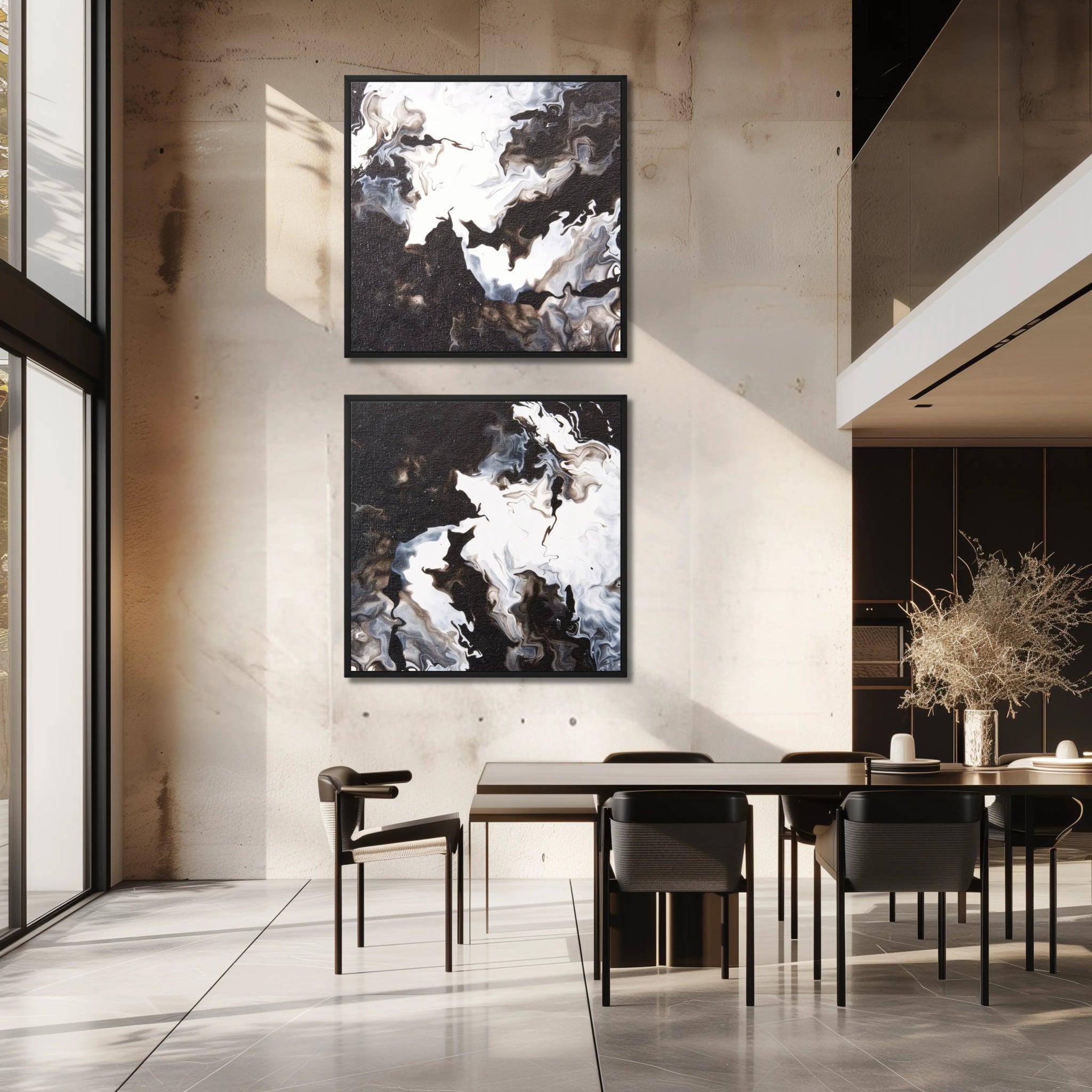 Timeless | Set of 2 Canvas Prints | Luxury Fine Art Set | Black and White Wall Art - Anez Ka Arts Luxury Wall Art