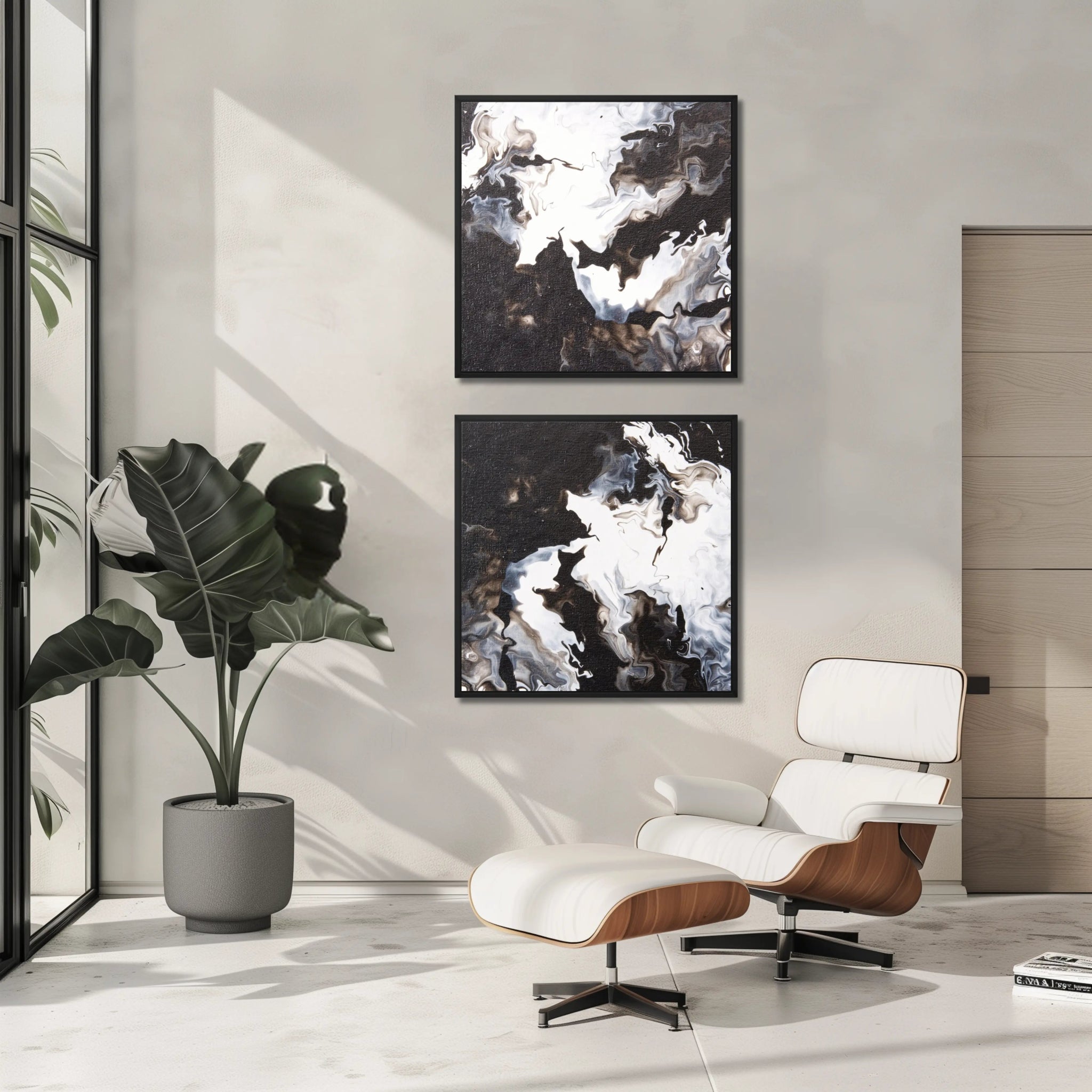 Timeless | Set of 2 Canvas Prints | Luxury Fine Art Set | Black and White Wall Art - Anez Ka Arts Luxury Wall Art