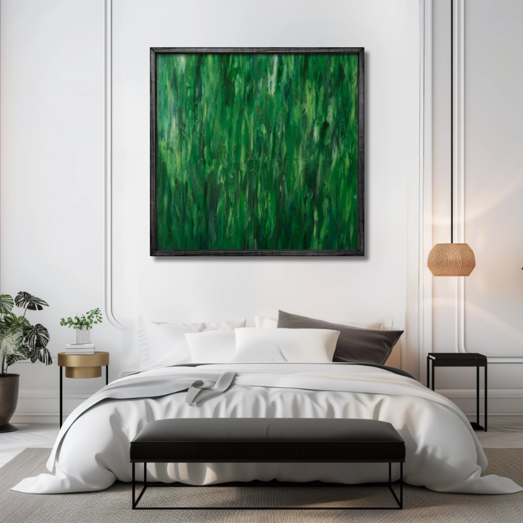 Verdant Heart | Framed Monochrome Canvas Art - Anez Ka Arts Luxury Wall Art