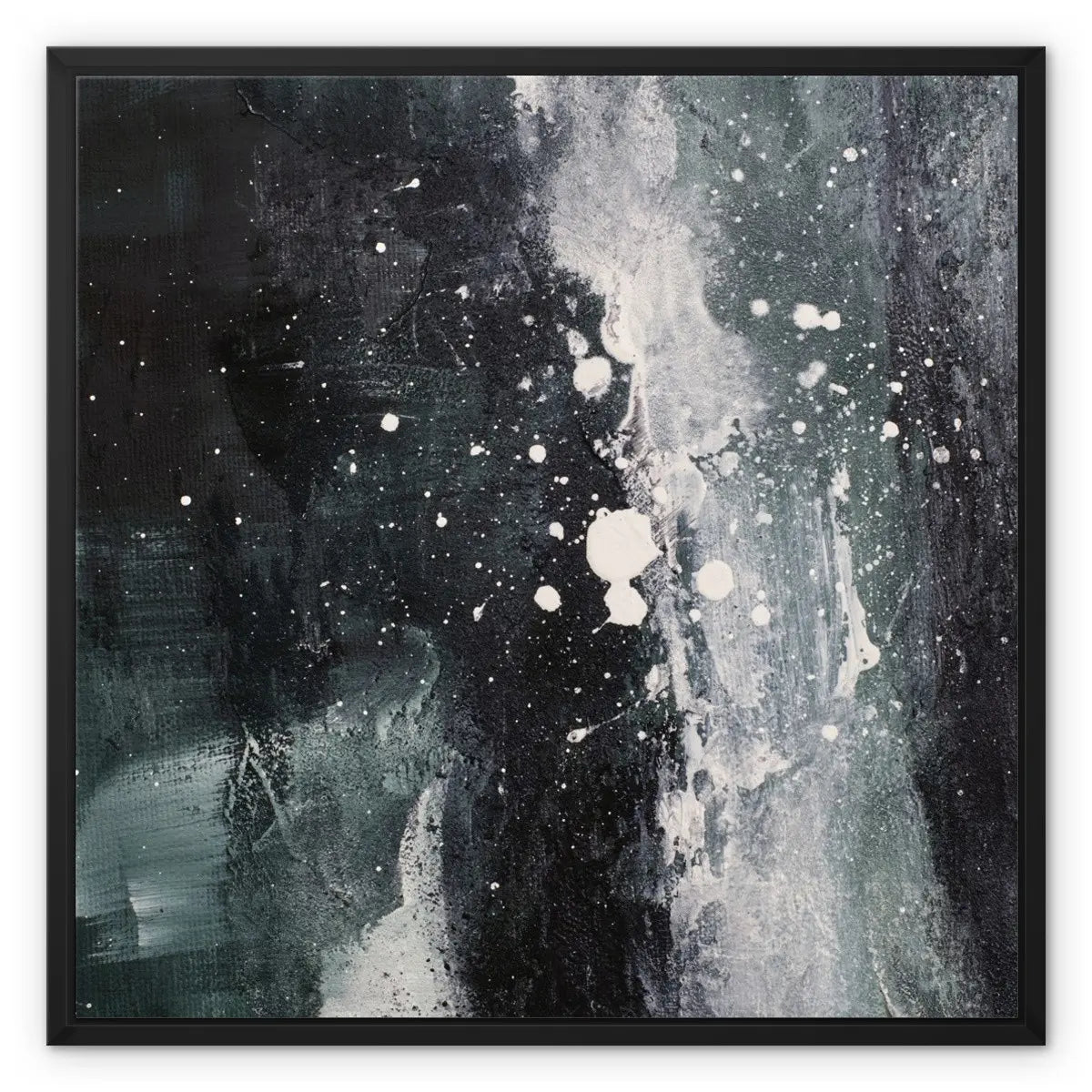 Whispers in the Dark | Abstract Canvas Wall Art in Dark Grey, Deep Sage, and White - Anez Ka Arts Luxury Wall Art