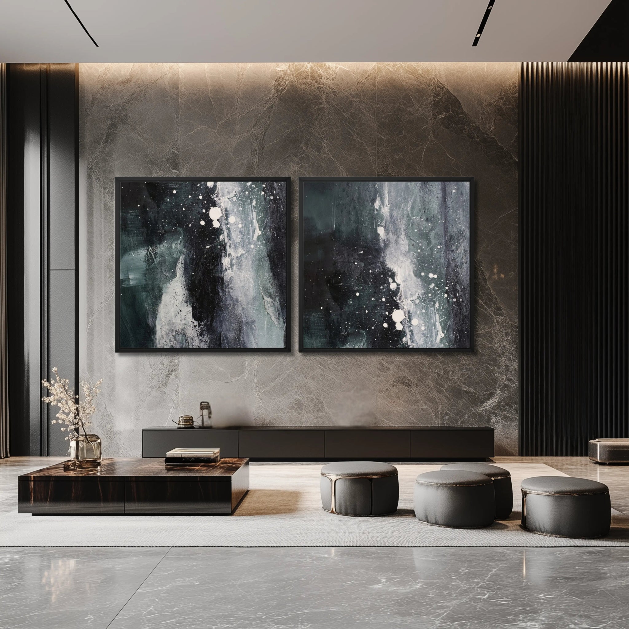 Whispers in the Dark Duo | Luxury Wall Art Set for Contemporary Homes - Anez Ka Arts Luxury Wall Art