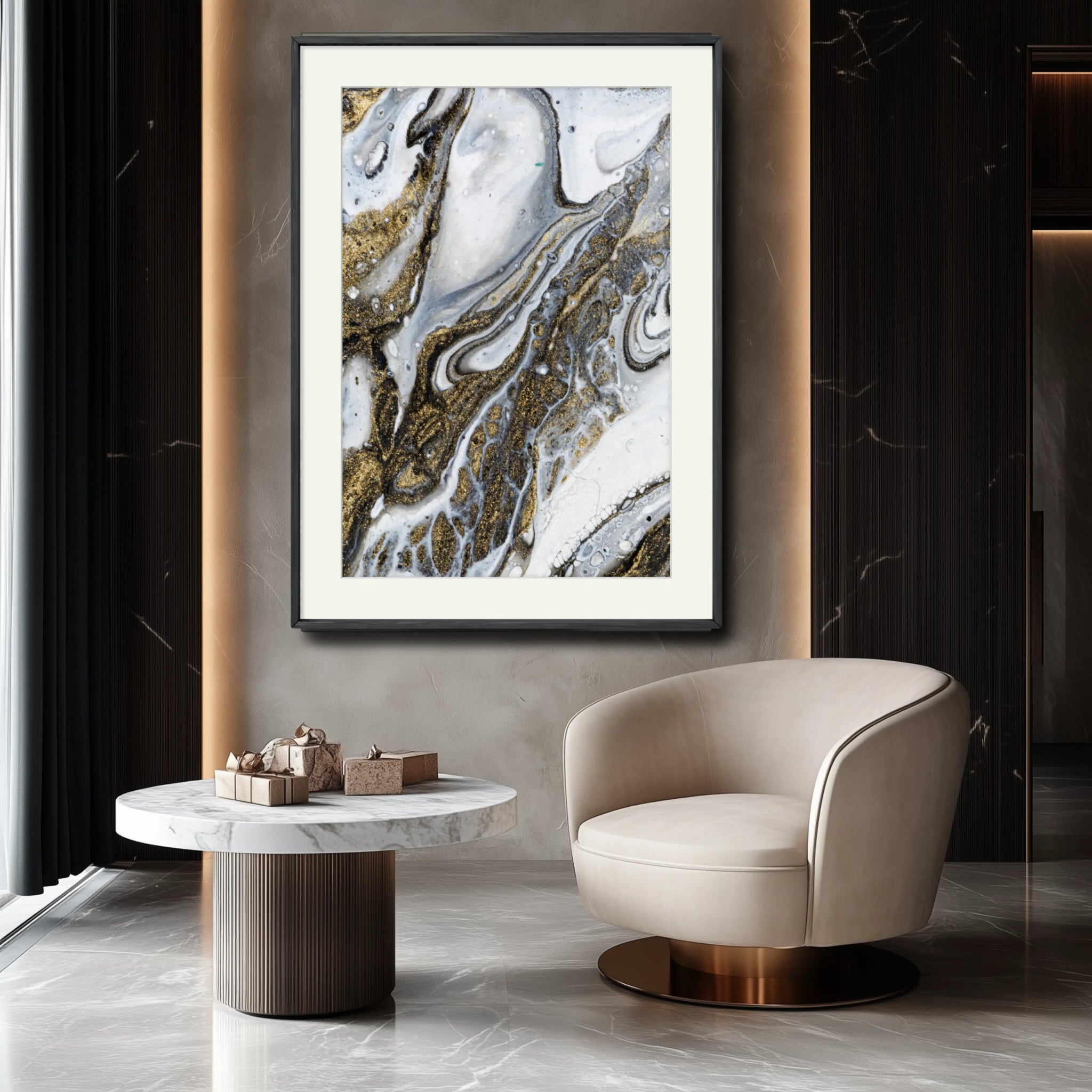 White Splendour | Minimalist Framed Abstract Art Print - Anez Ka Arts Luxury Wall Art