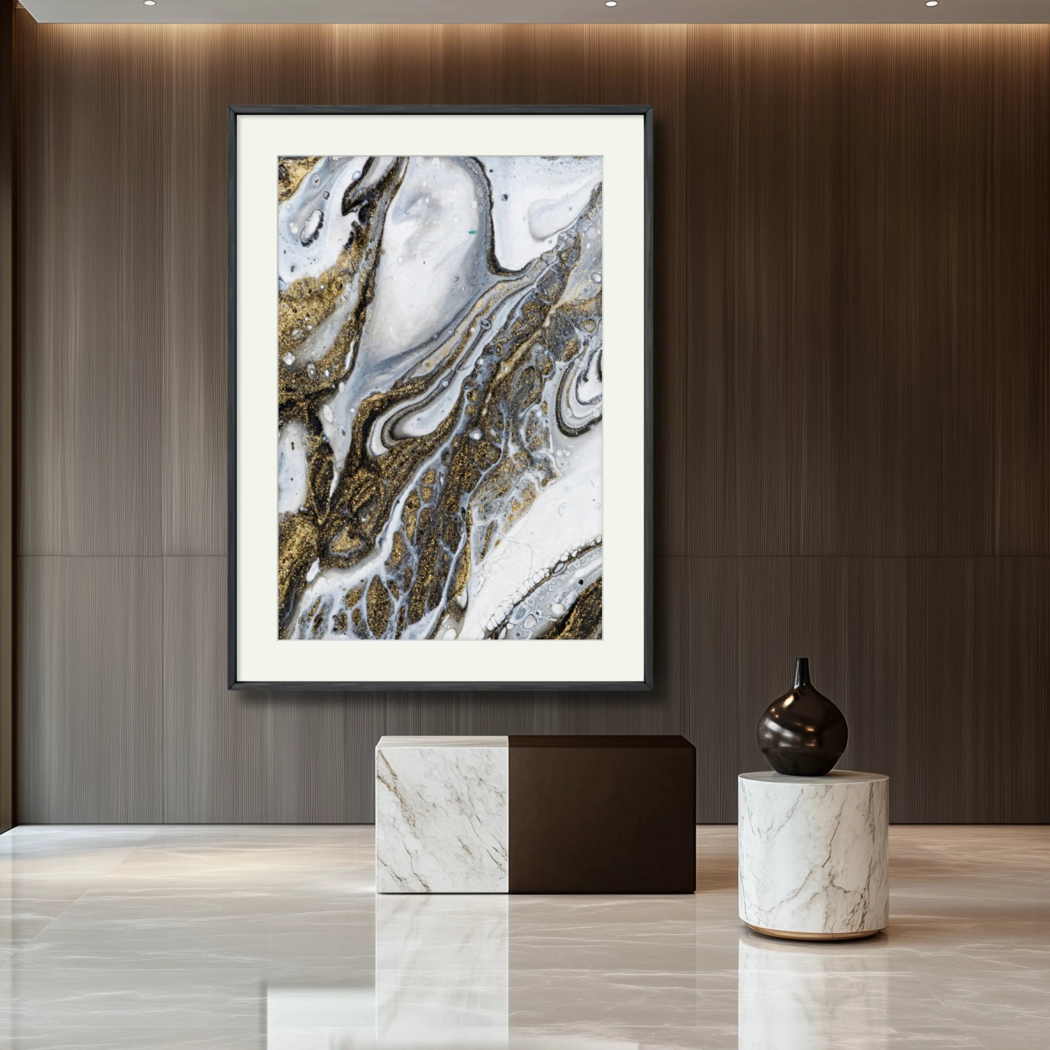 White Splendour | Minimalist Framed Abstract Art Print - Anez Ka Arts Luxury Wall Art